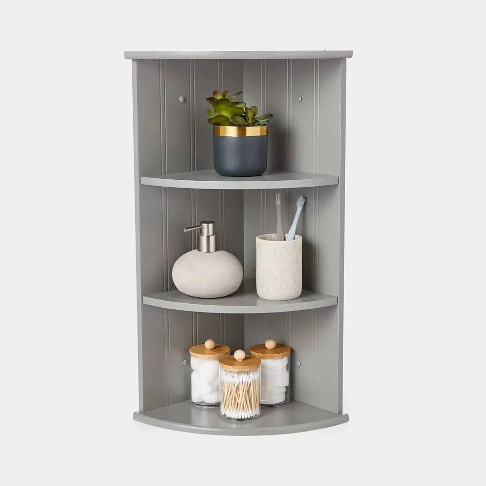 Shrewsbury 3-Tier Corner Shelf Unit - Grey, MDF product