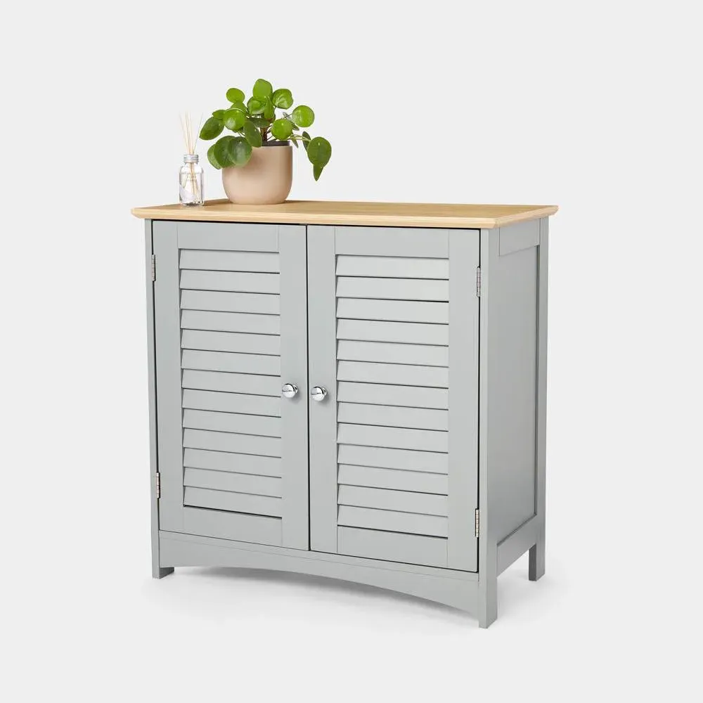 Shrewsbury Bathroom Storage Cabinet with 2 Shutter Doors - Grey, MDF product