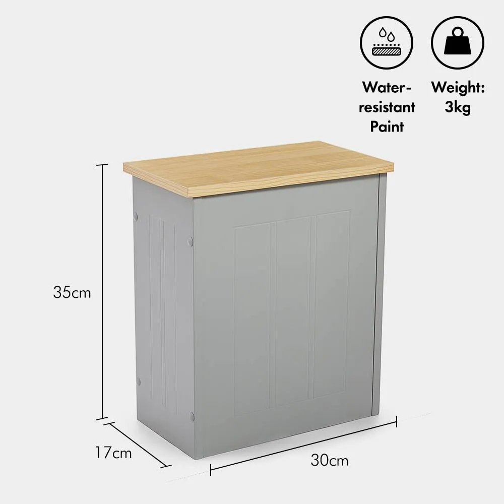 Shrewsbury Slim Bathroom Storage Box - Grey, Wood Effect alternate view