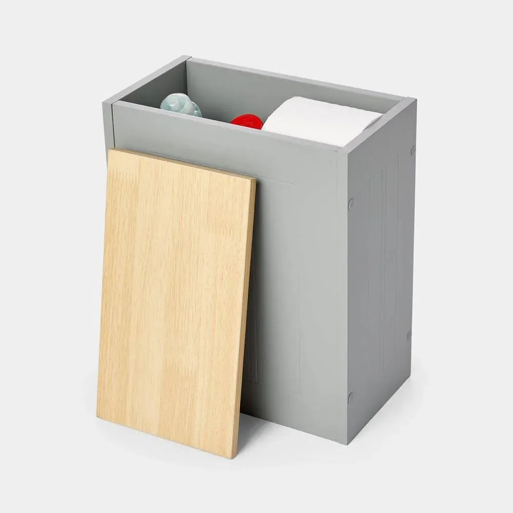 Shrewsbury Slim Bathroom Storage Box - Grey, Wood Effect product