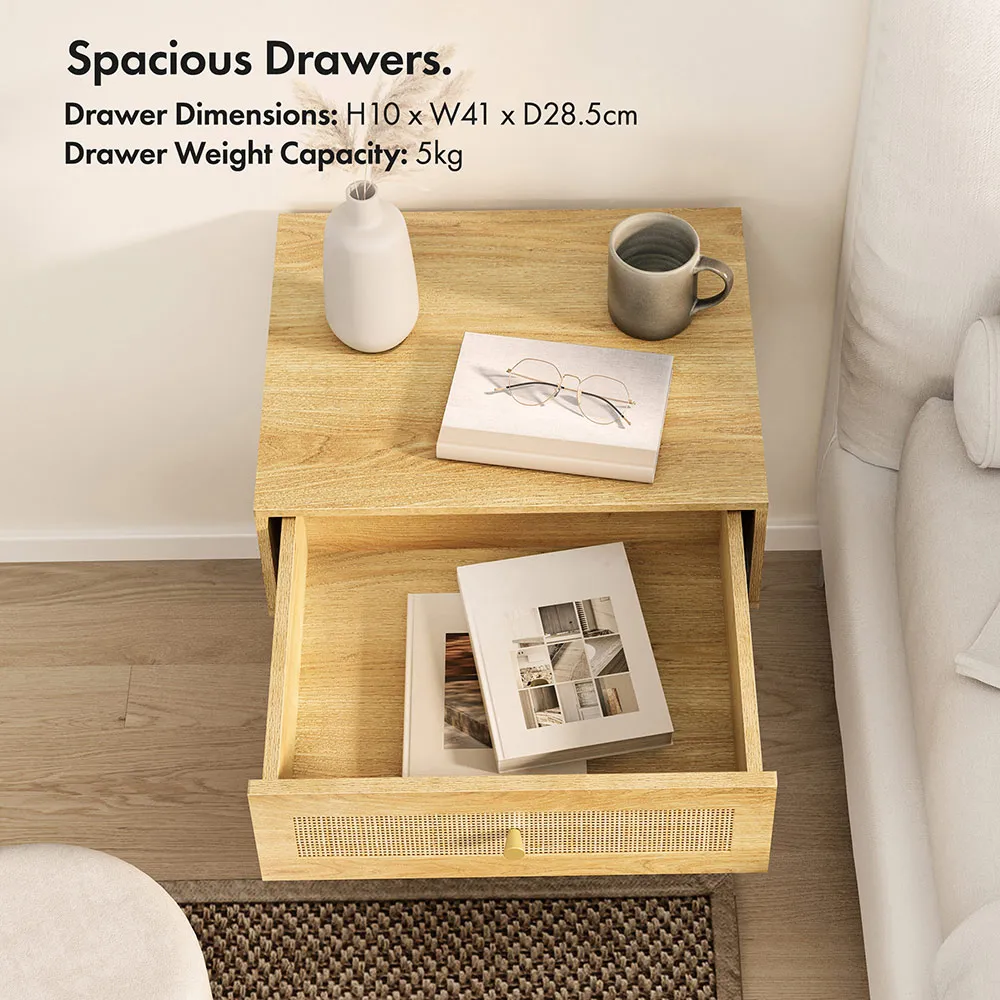 Sienna Rattan Bedside Table with Drawer alternate view