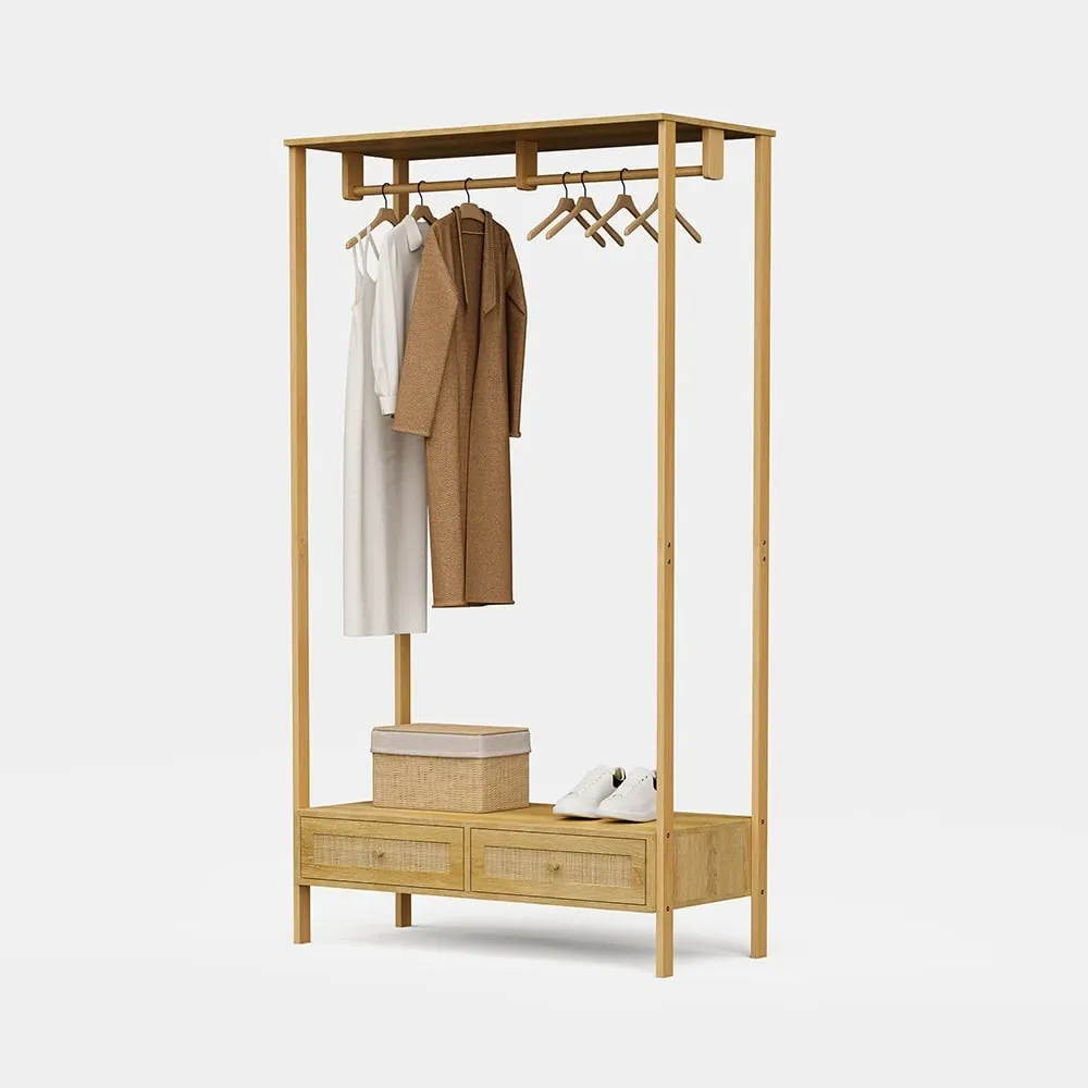 Sienna Rattan Clothes Rail with Storage - Ash Wood product