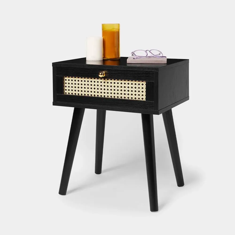 Spinningfield Side Table with Storage Drawer - Black, Cane product