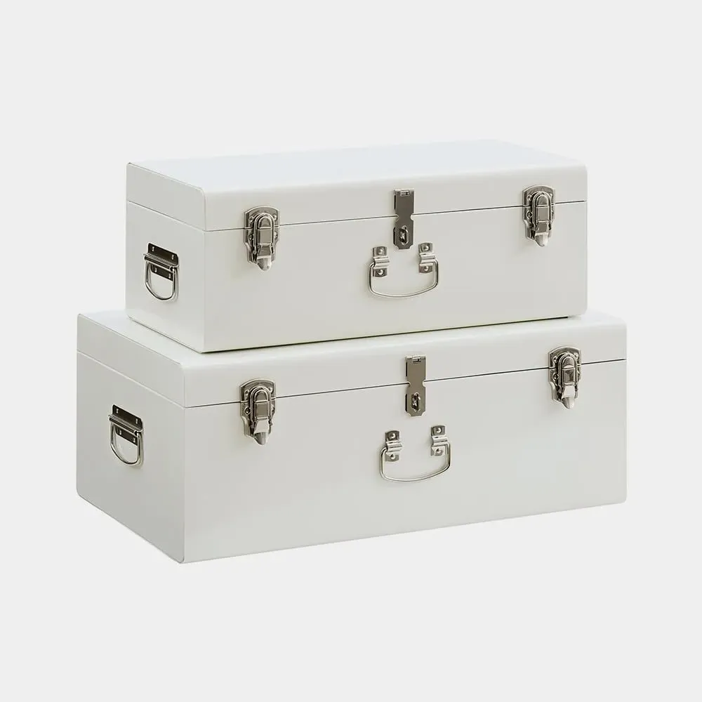 Stackable Storage Trunks Set of 2 - Cream, Steel product