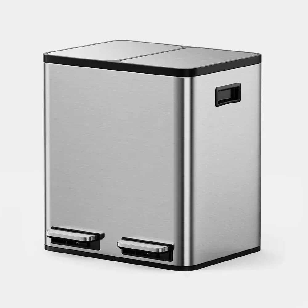 Stainless Steel Double Bin with Dual Foot Pedals - 30L product