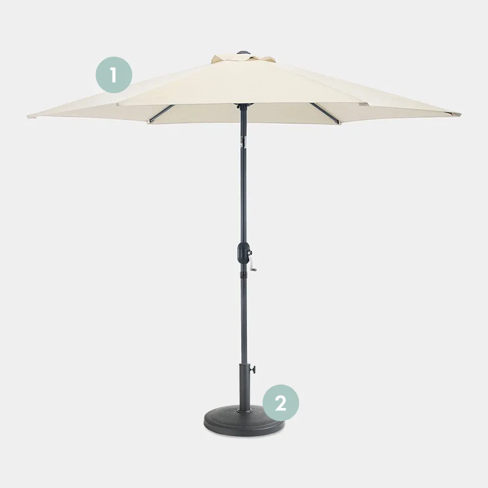 Steel Parasol with 12KG Base Set - Cream product