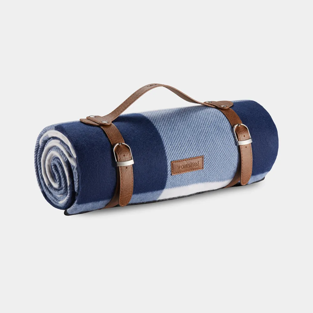 Tartan Waterproof Picnic Blanket - Navy, Polyester Fleece product
