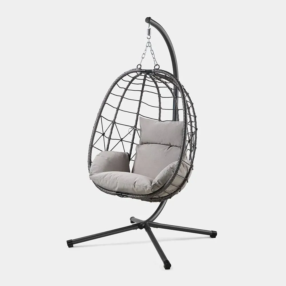 Tivoli Hanging Egg Chair Foldable - Grey, Faux Rattan product