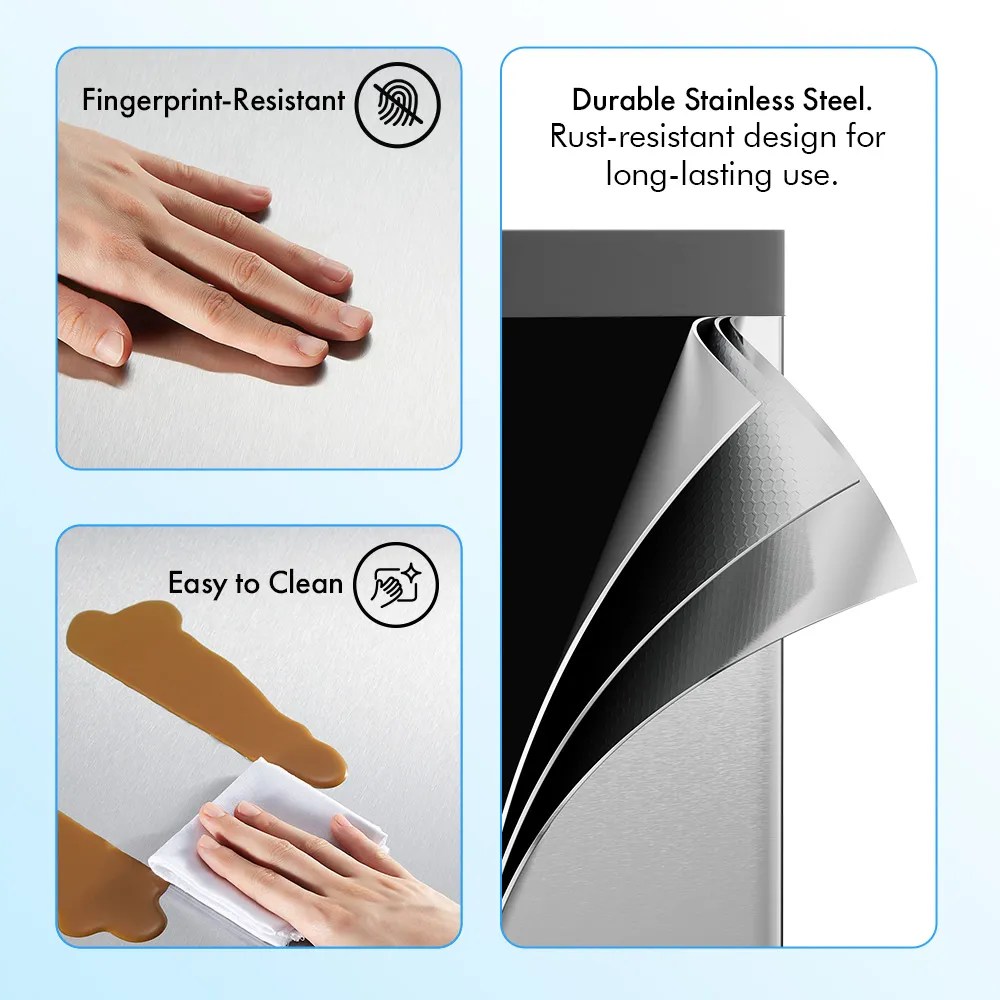 Triple Compartment Recycling Bin with Pedal - Stainless Steel alternate view