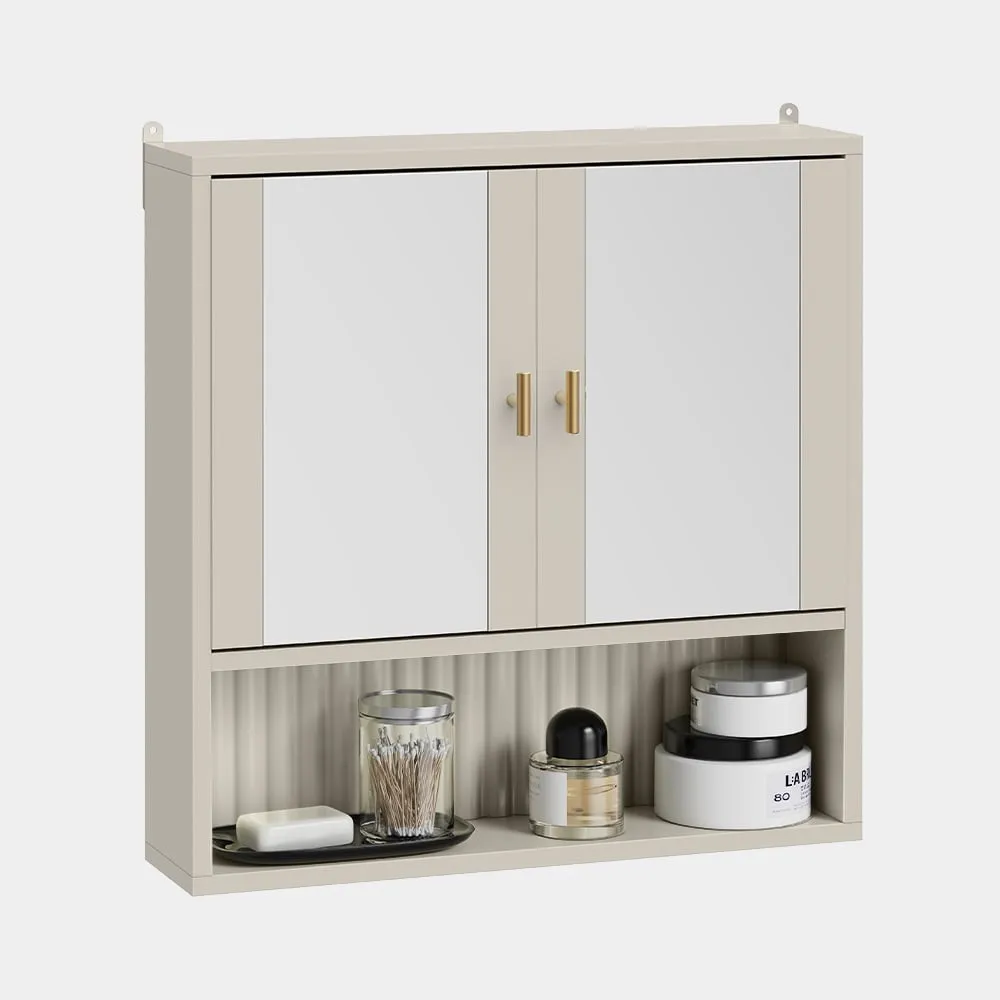 Victoria Bathroom Mirror Cabinet - Stone, Melamine product