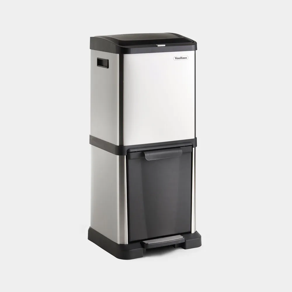 VonHaus 34L Dual Compartment Recycle Bin - Stainless Steel product