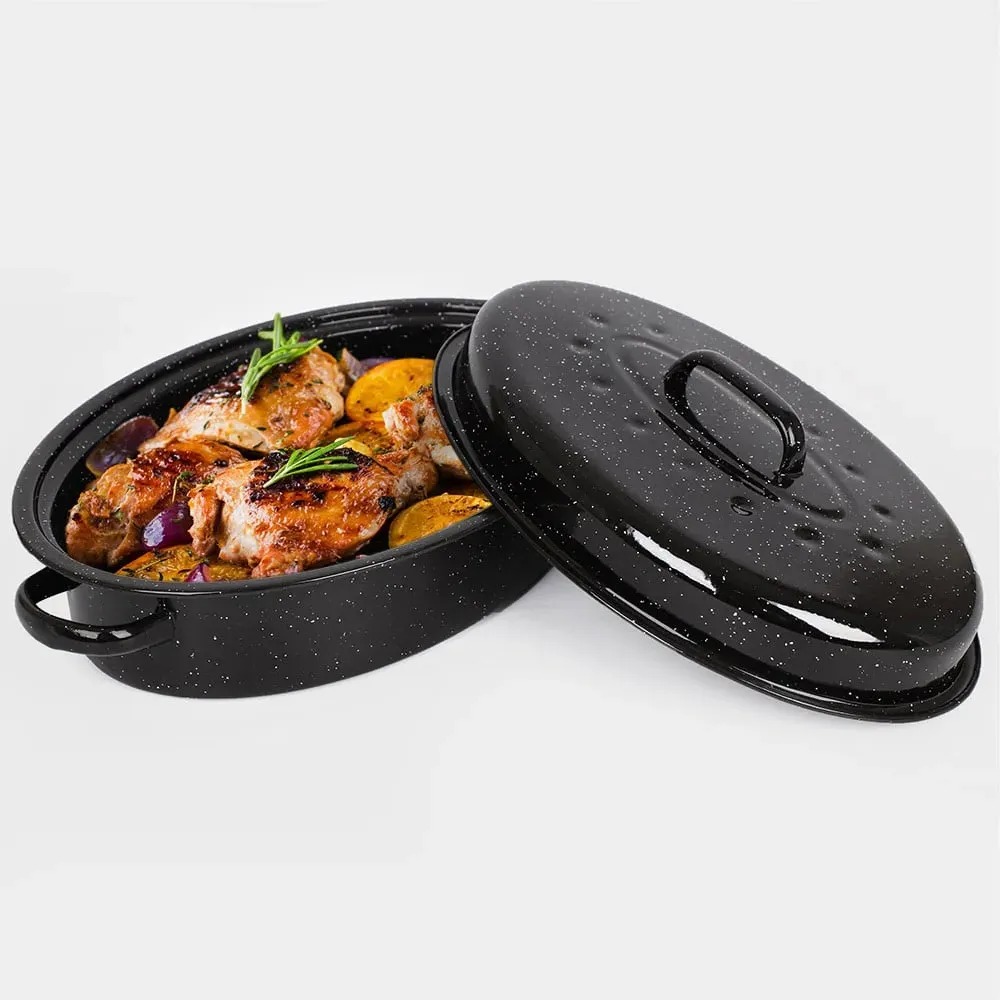VonHaus Enamel Self-Basting Roasting Tin with Lid product