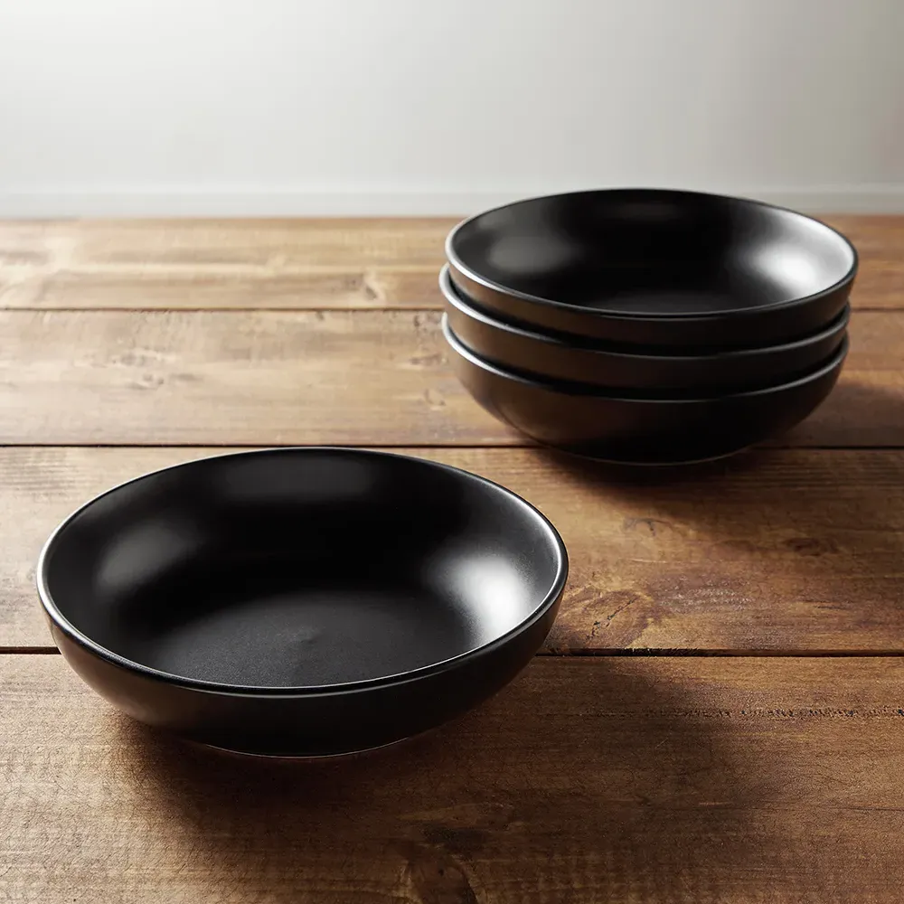VonShef 4 Piece Pasta Bowl Set - Black, Stoneware alternate view