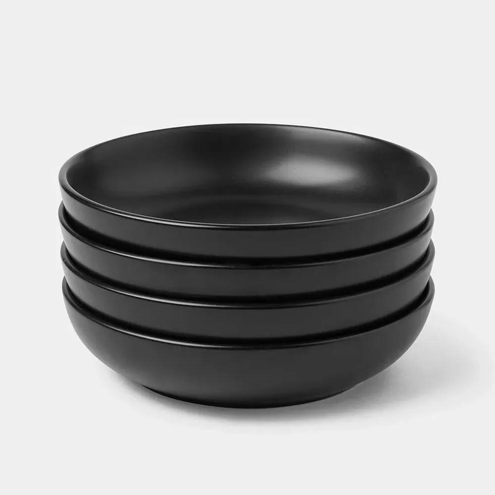 VonShef 4 Piece Pasta Bowl Set - Black, Stoneware product