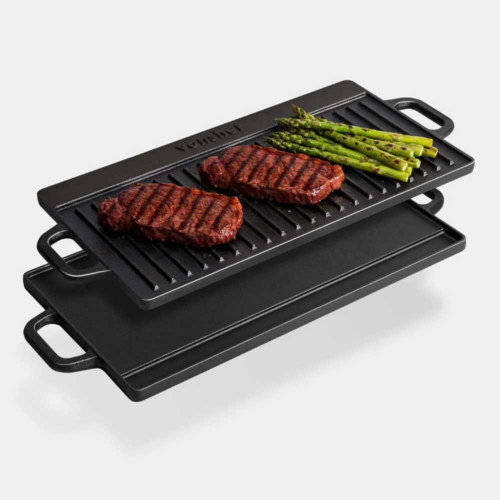 VonShef Double Sided Cast Iron Griddle - Black product