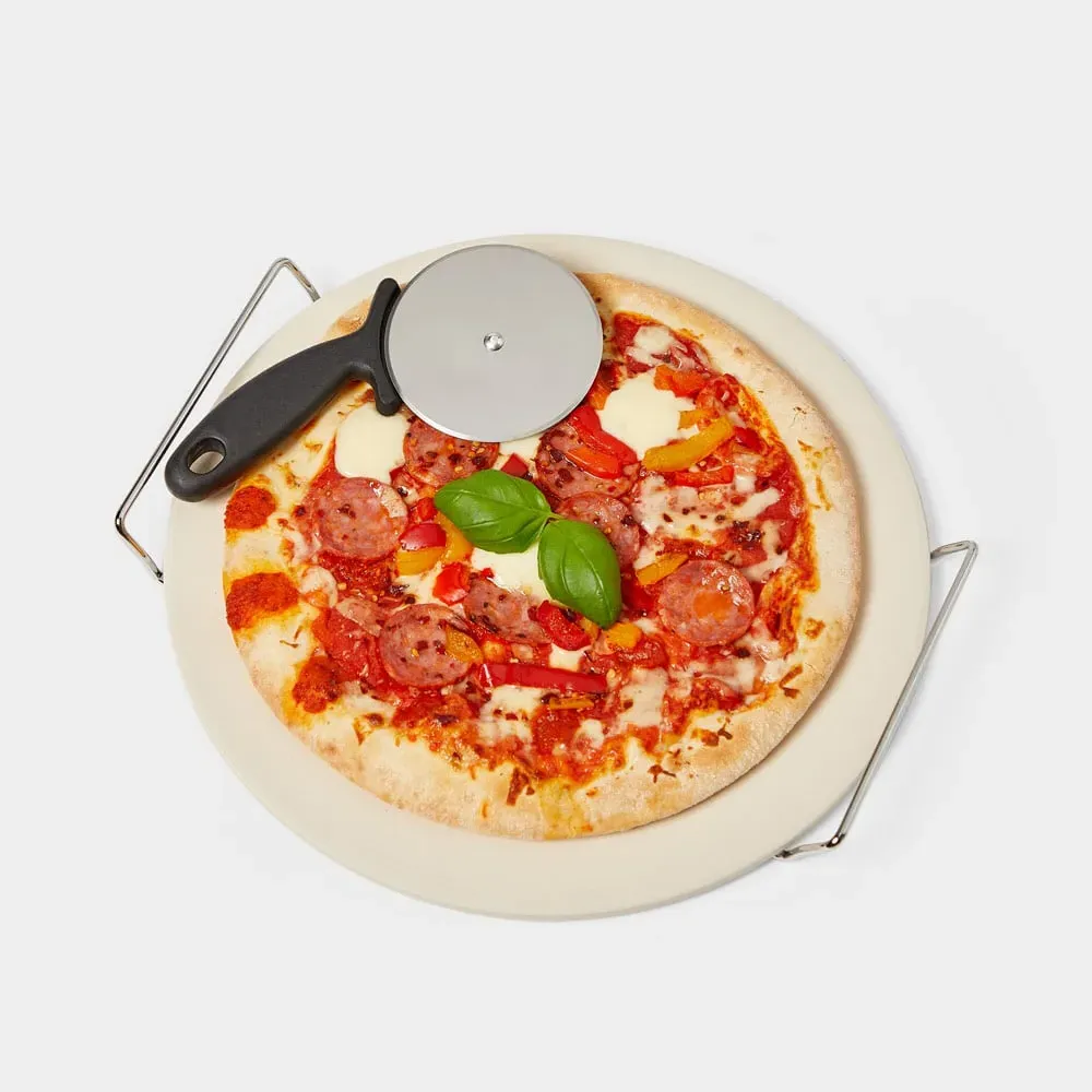 Vonshef Round Pizza Stone with Cutter - Cordierite product