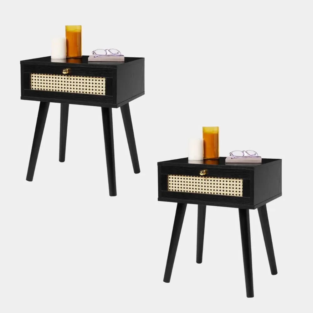 Whitworth Cane Side Table with Drawer, Set of 2 product
