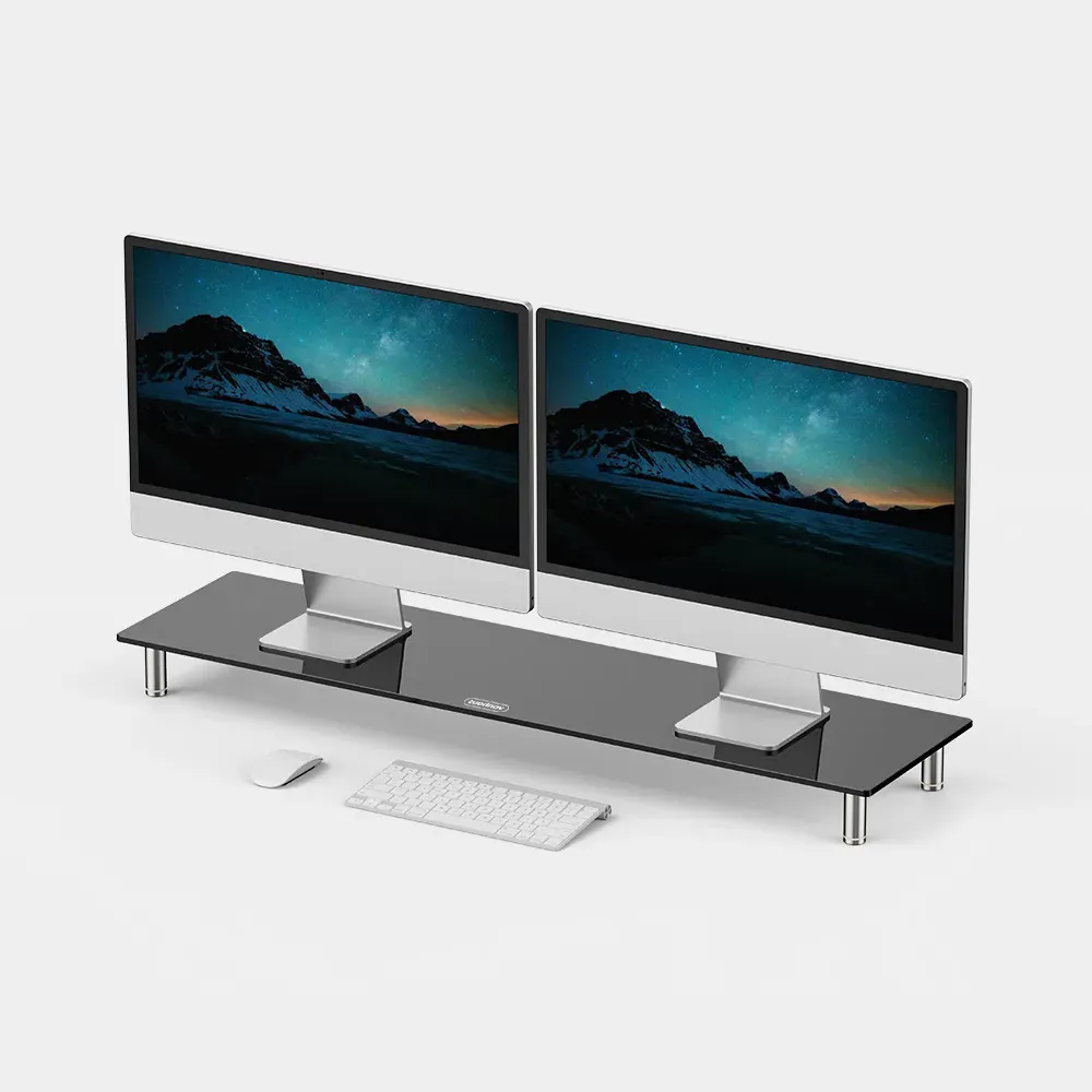 XL Dual Monitor Stand - Black, Tempered Glass product