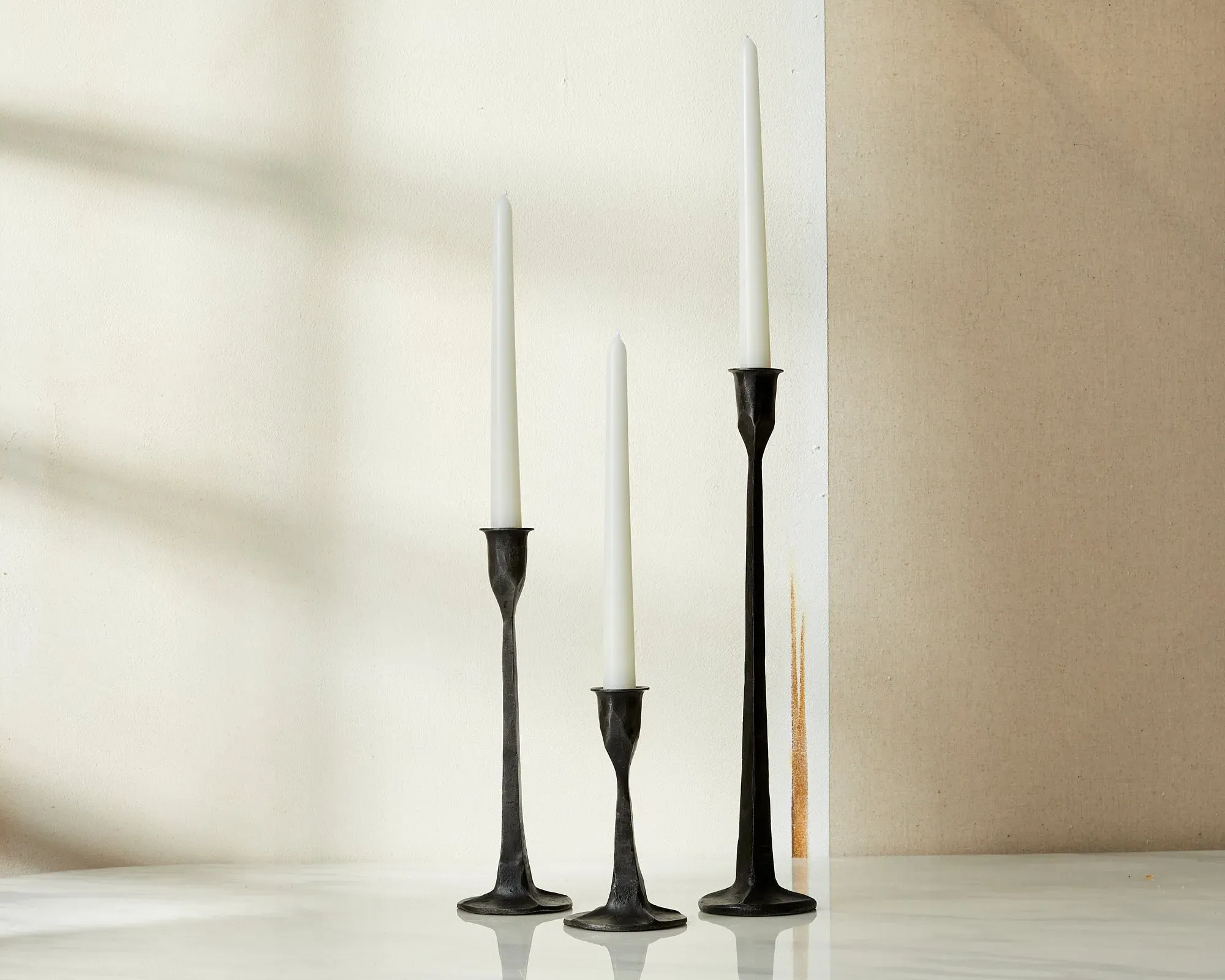 3-Piece Candle Holder Set - Black, Iron image