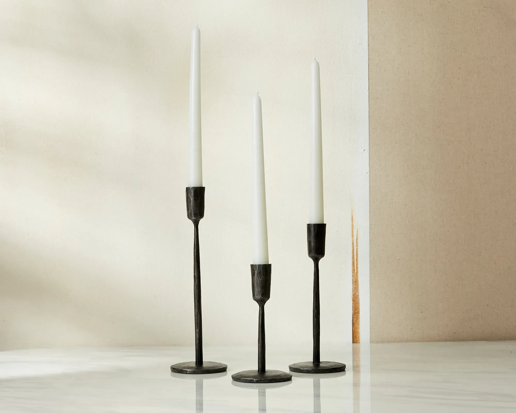 3-Piece Candle Holder Set - Black, Iron image