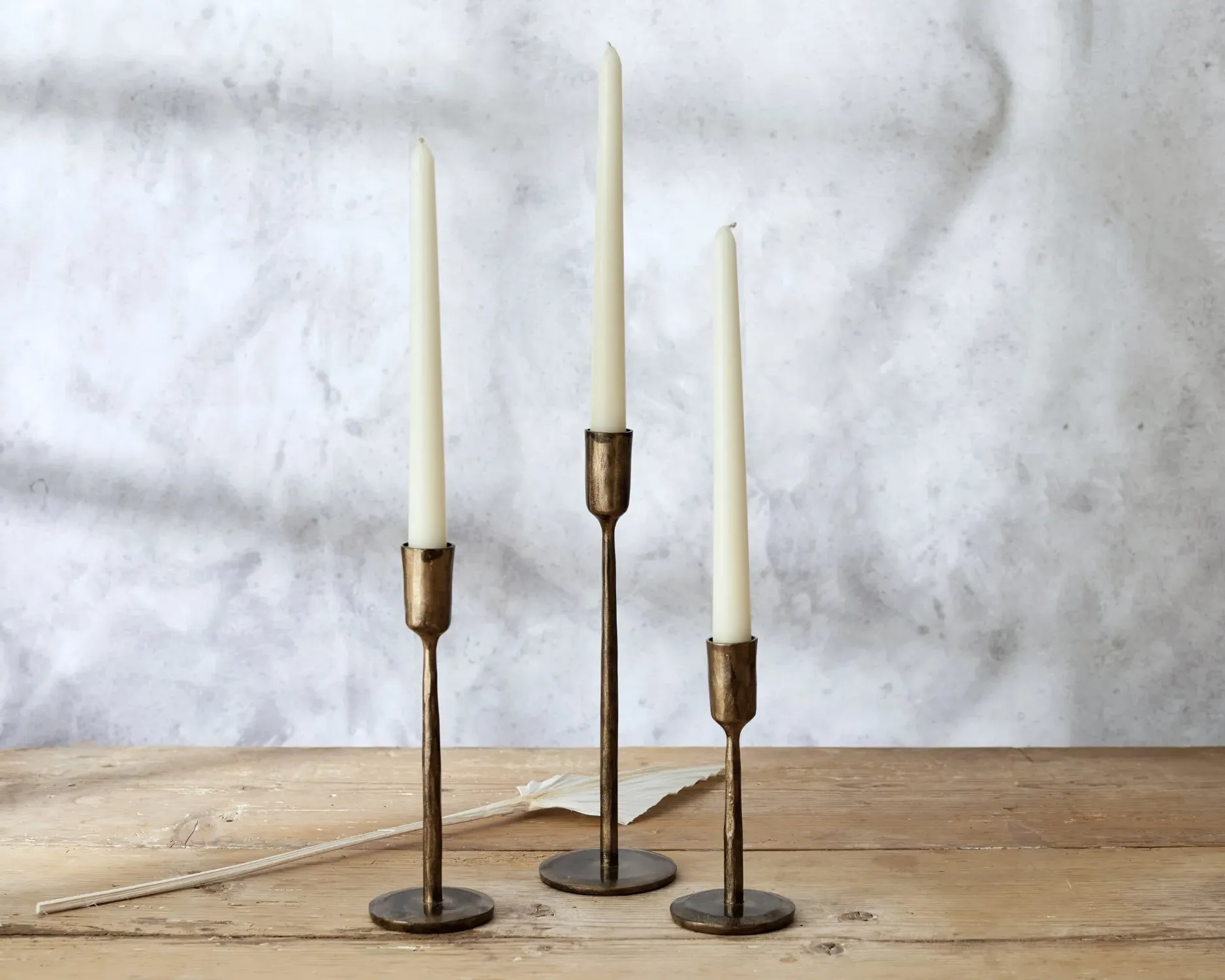 3-Piece Candle Holder Set - Gold, Iron