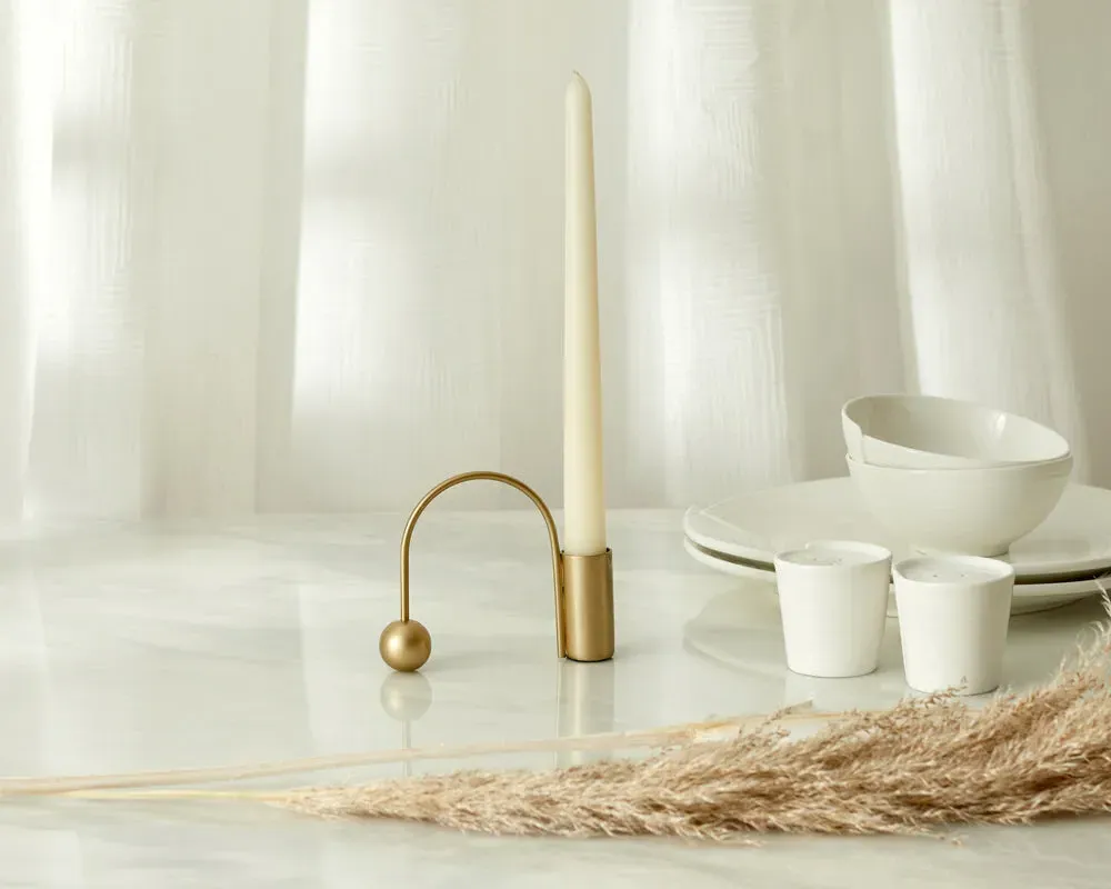 Candle Holder with Creative Design - Gold, Brass image