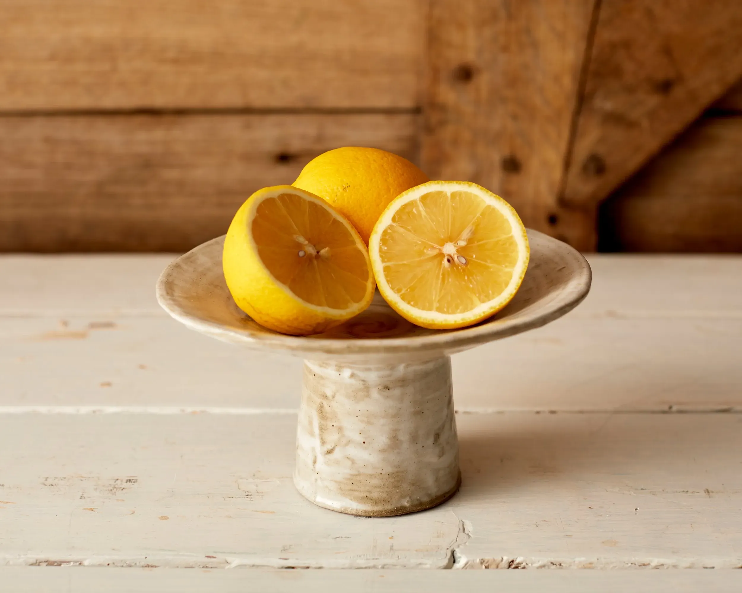 Ceramic Fruit Pedestal with Glazed Finish image