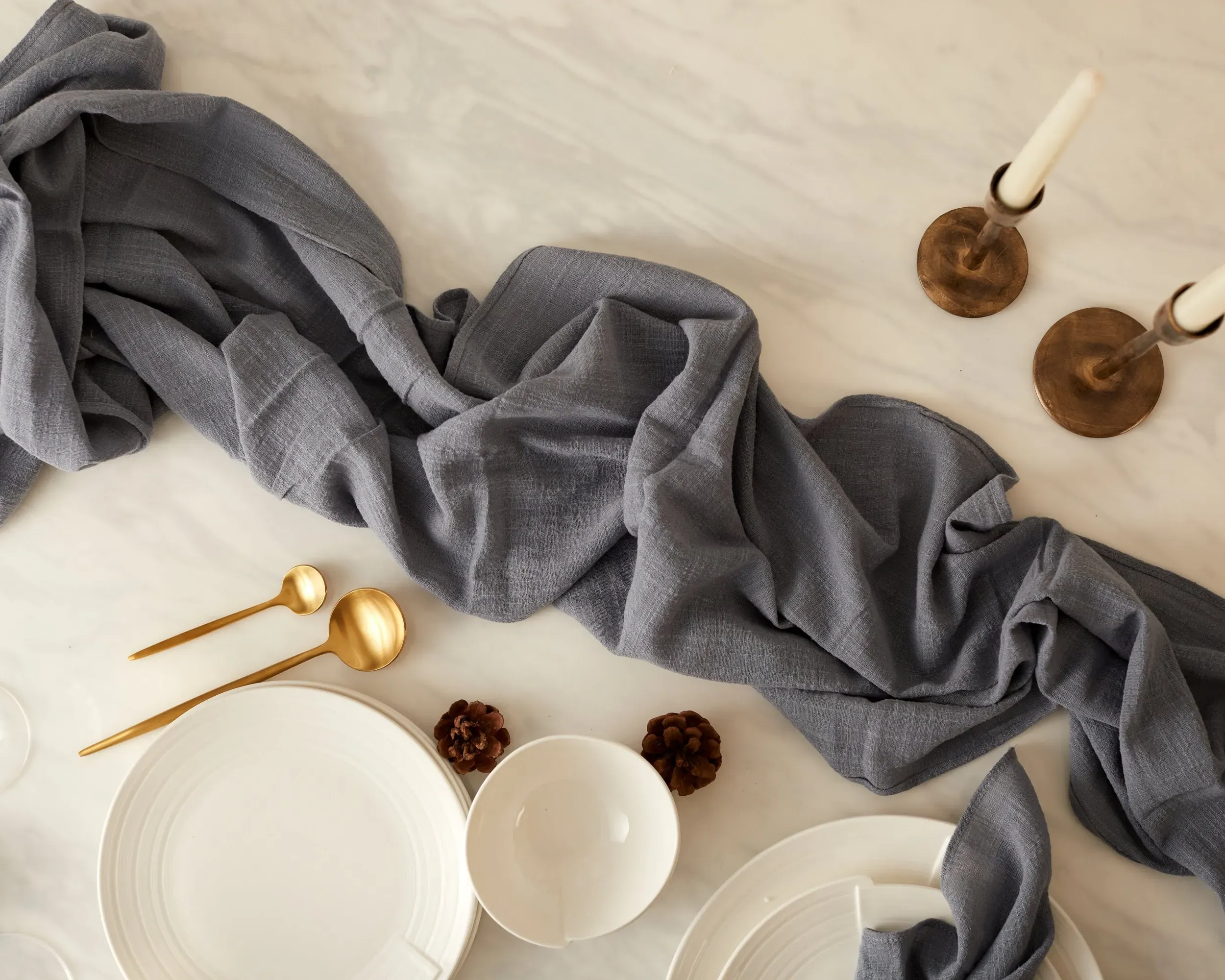 Cotton Gauze Table Runner - Blue image