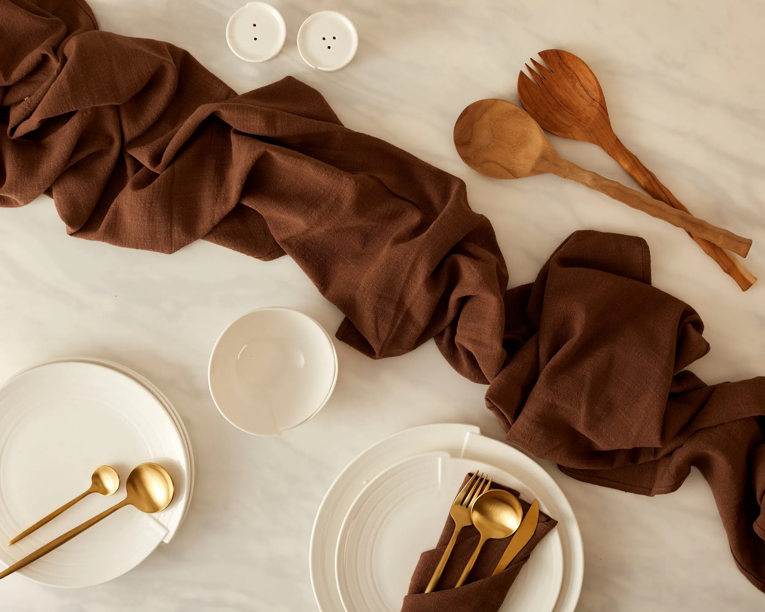 Cotton Gauze Table Runner - Brown