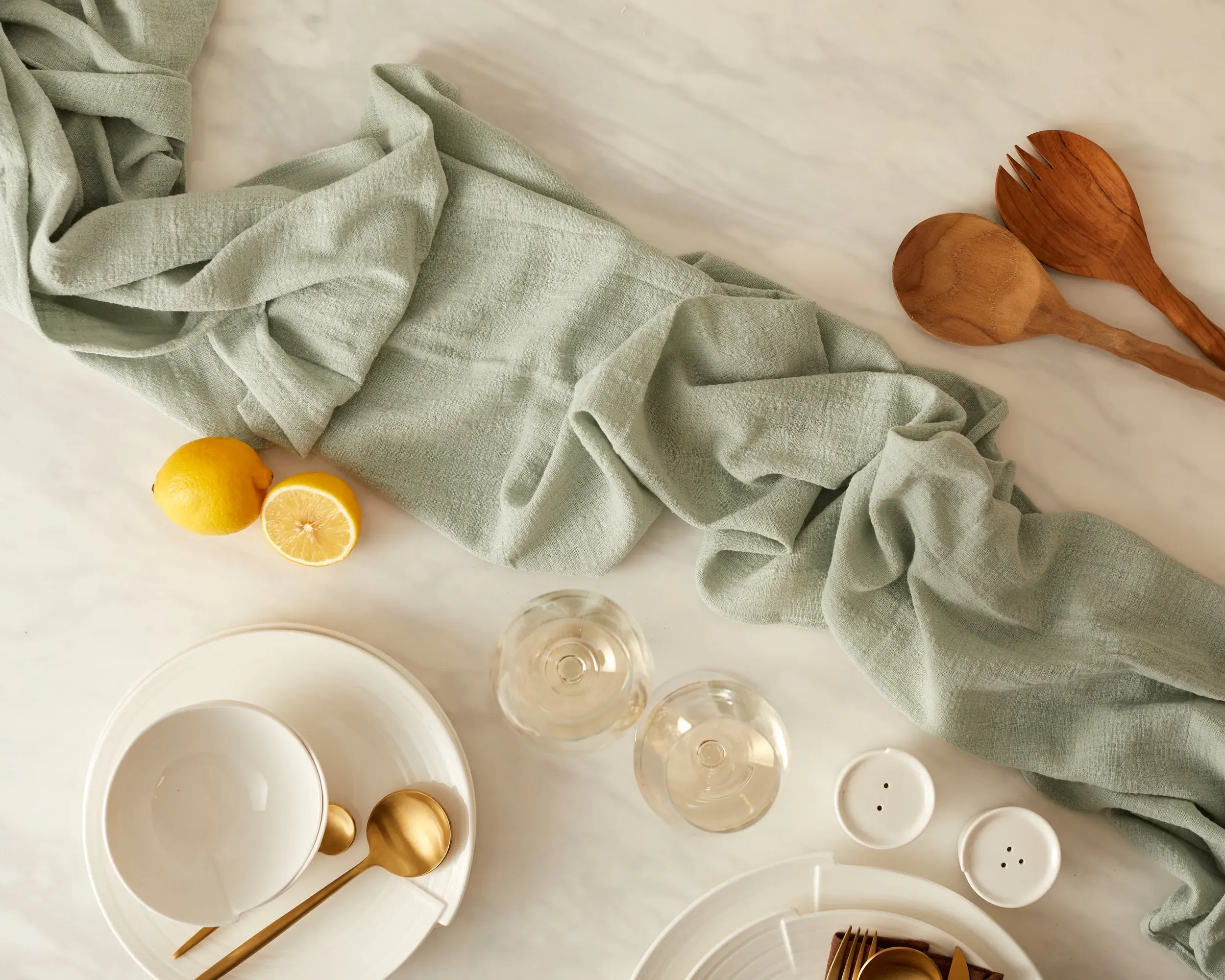 Cotton Gauze Table Runner - Green