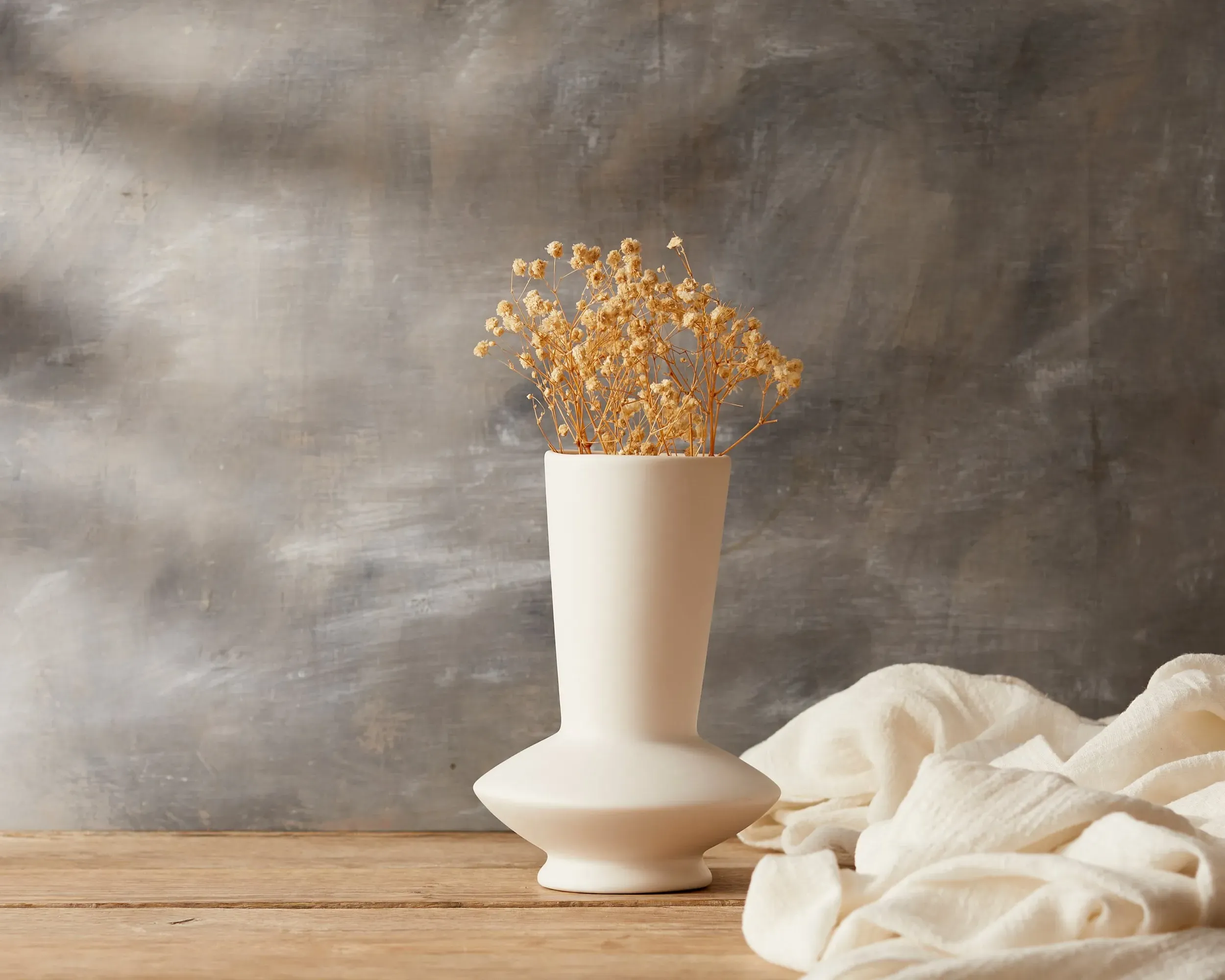 Decorative Vase Abstract Design - White, Ceramic