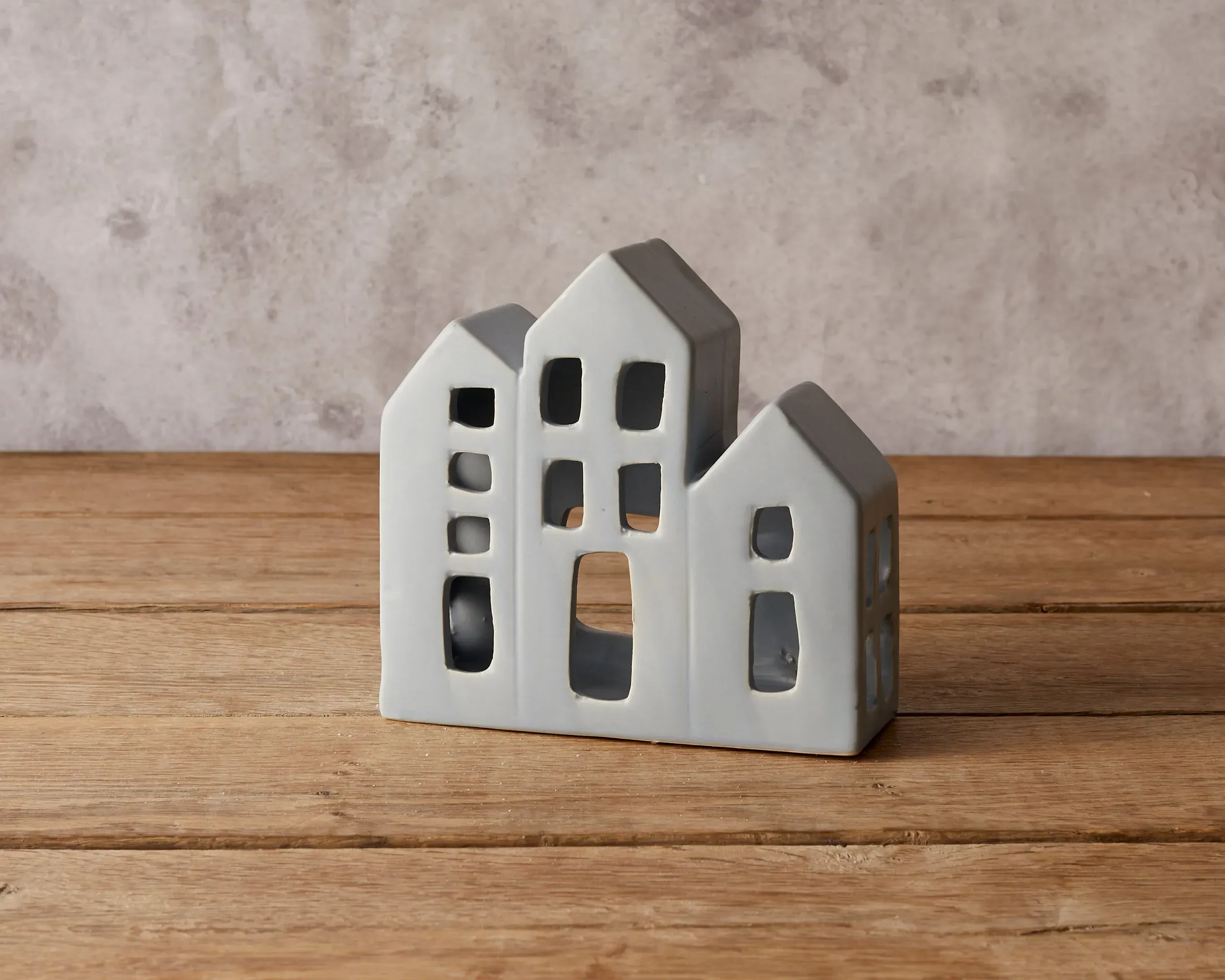 House Candle Holder - Light Blue, Ceramic image