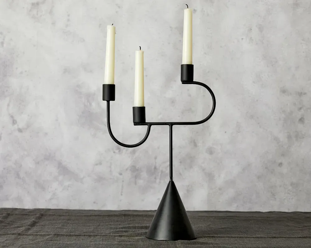 Iron Candelabra Candlestick Holder - Black image