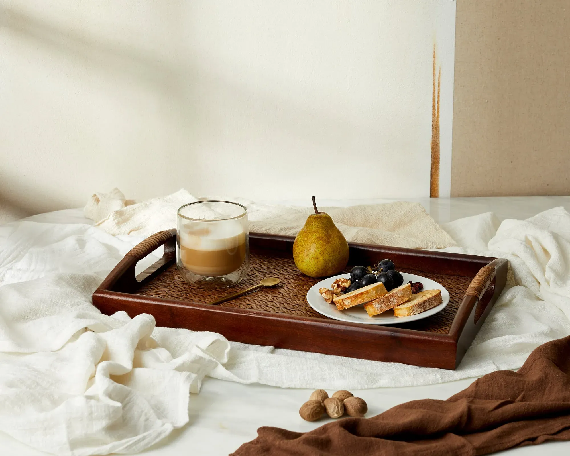 Rectangle Serving Tray - Rattan, Acacia Wood