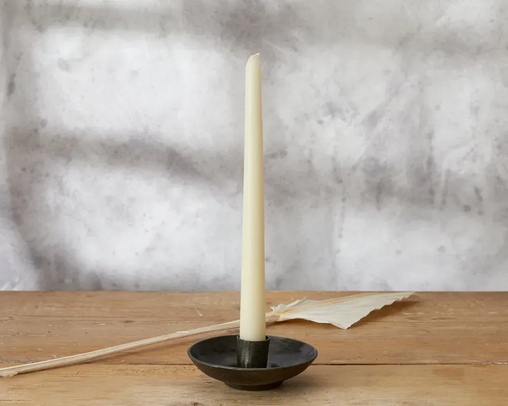 Round Candle Holder - Antique Black, Iron image