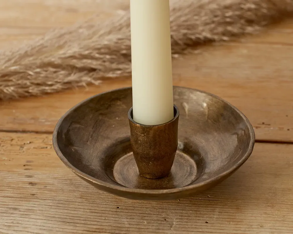 Round Candle Holder - Gold, Iron