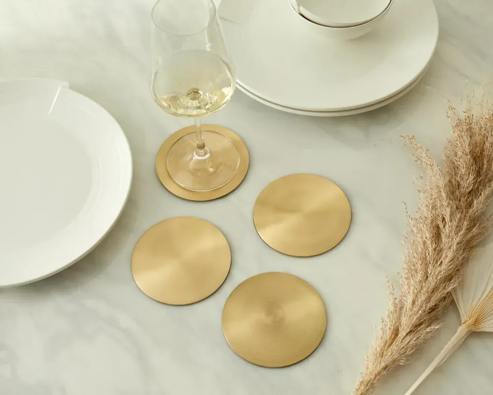 Round Coasters Set of 4 - Brass image