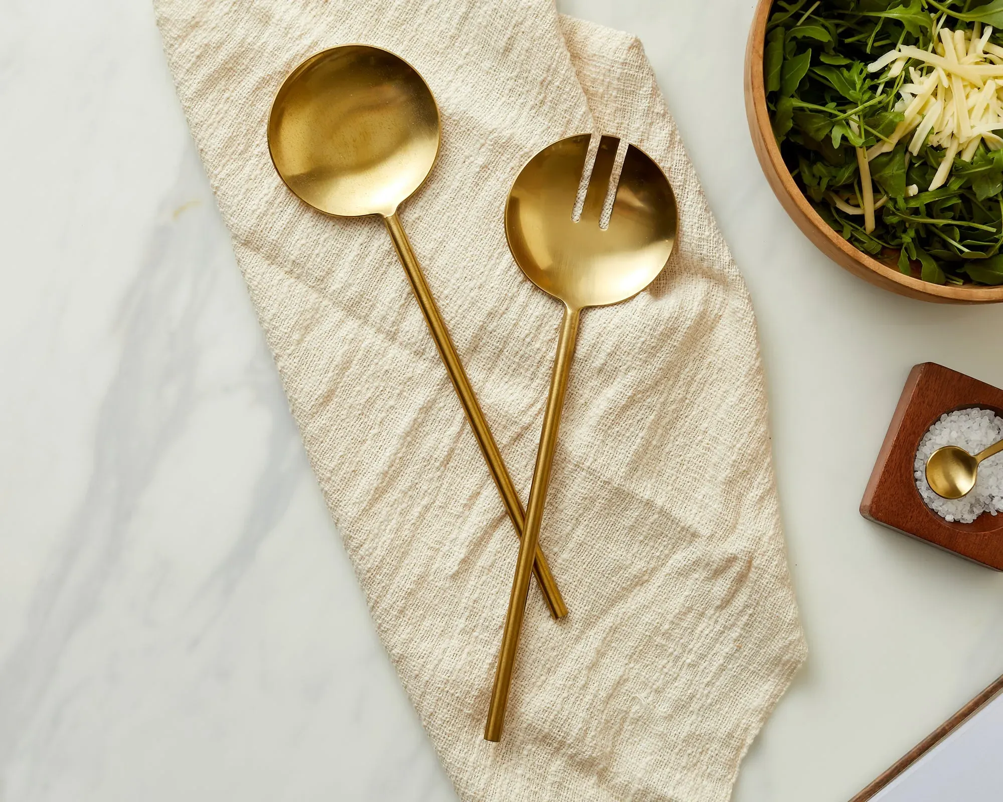 Salad Server Set with Matte Finish - Gold, Steel image