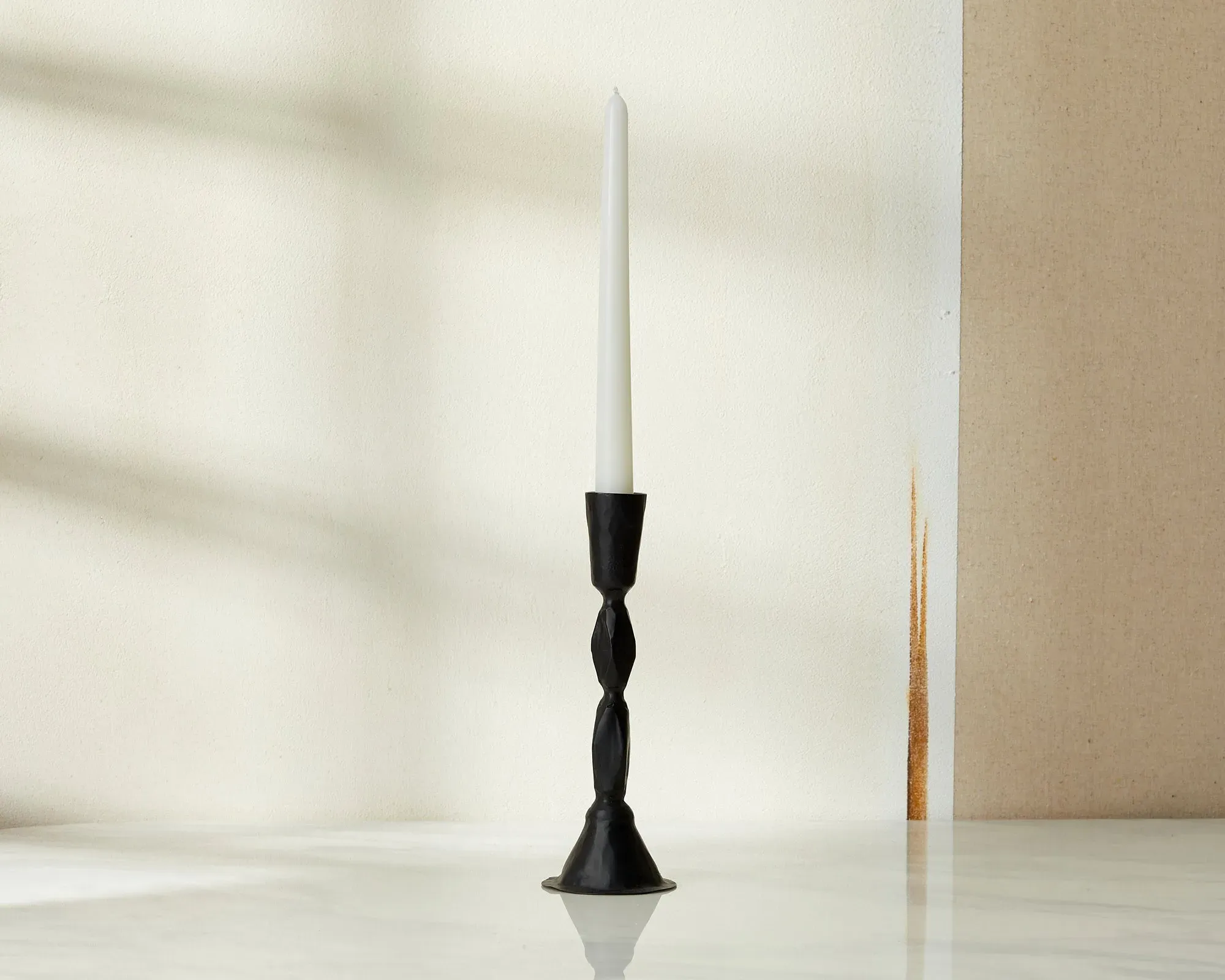 Sculpture Shape Candle Holder - Black, Iron image