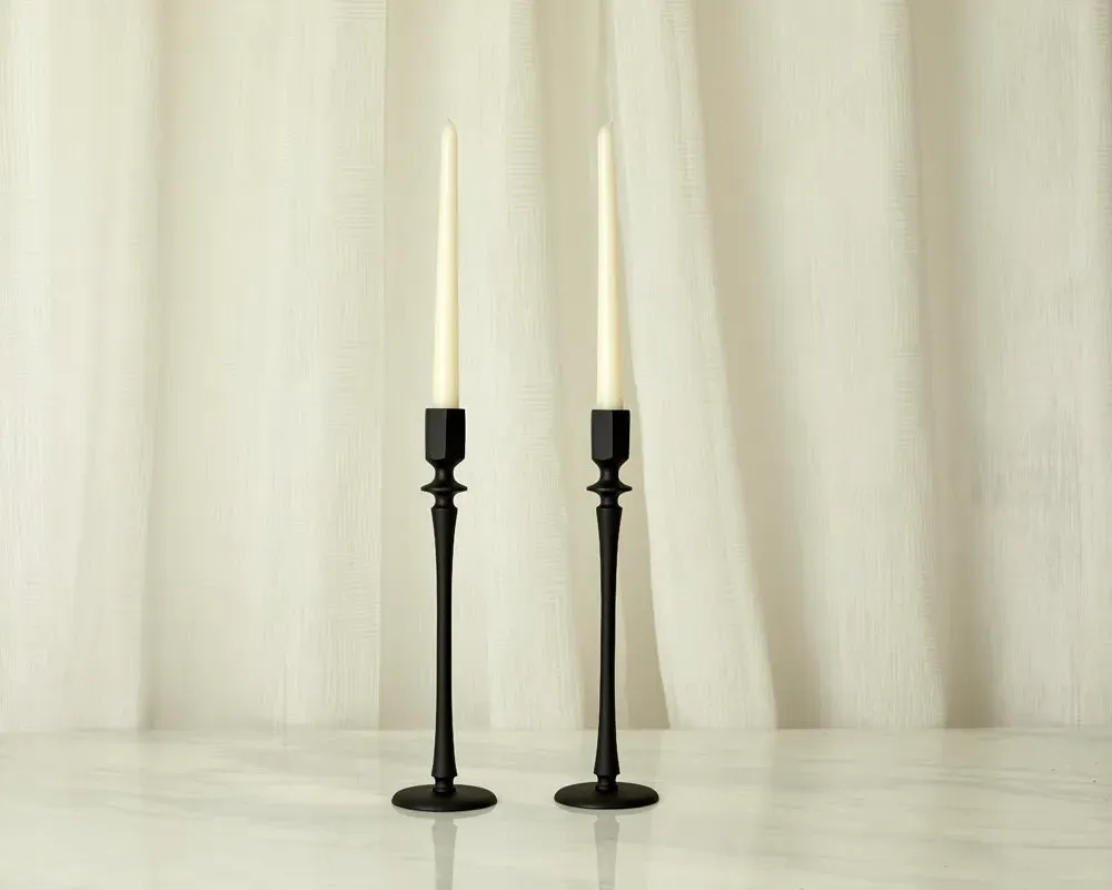 Set of 2 Candle Holders - Black, Brass image