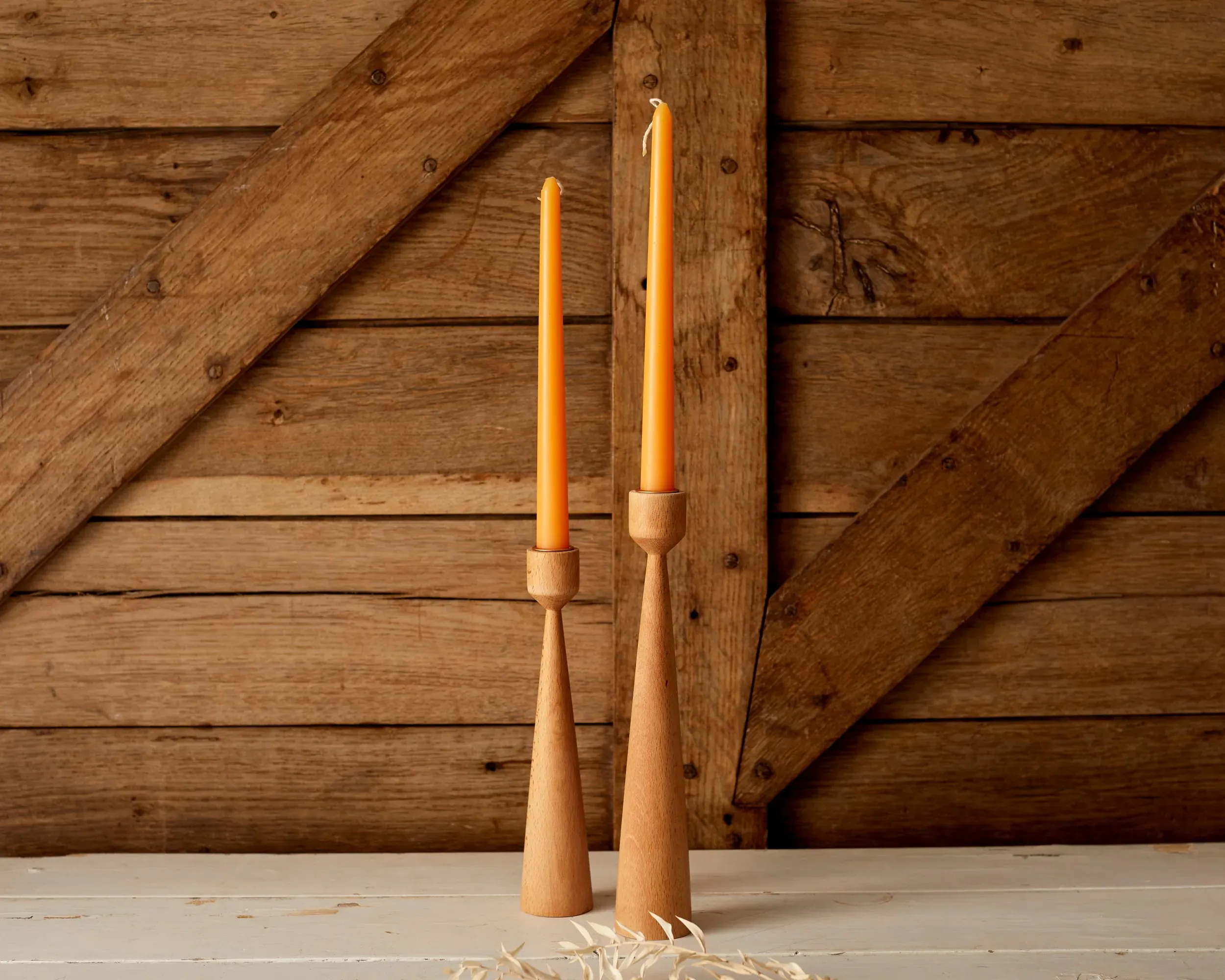 Wooden Candle Holder Set - Natural Wood