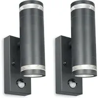 Marinus 2 Pack Bi-Directional Wall Light with PIR - Anthracite