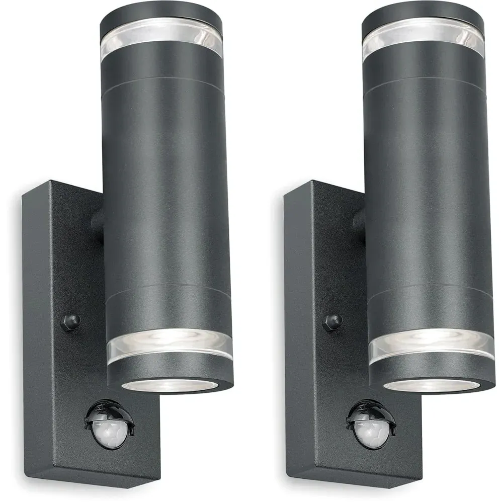 Marinus 2 Pack Bi-Directional Wall Light with PIR - Anthracite