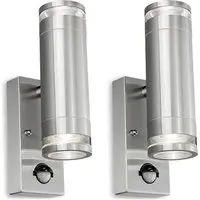 Marinus 2 Pack Bi-Directional Wall Light with PIR - Steel
