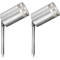 Marinus 2 Pack LED Garden Spike Light - Grey, Stainless Steel