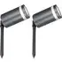 Marinus 2 Pack LED Garden Spike Light - Grey, Stainless Steel