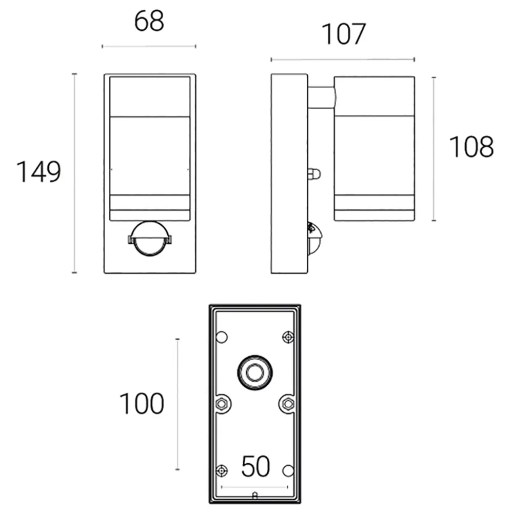 Marinus 2 Pack Single Direction Wall Light with PIR - Grey