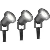 Marinus 3 Pack LED Garden Spike Light - Black, Aluminium
