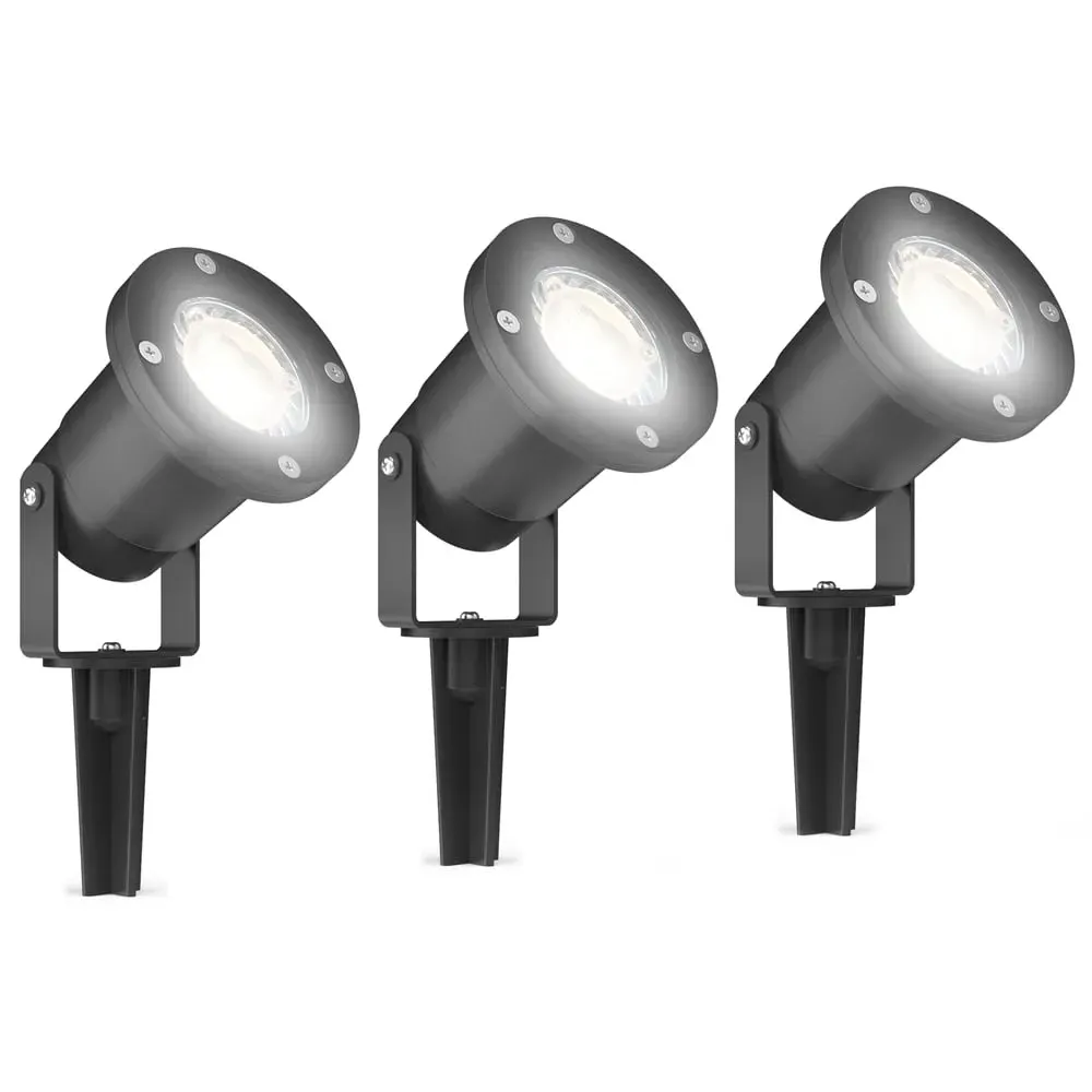 Marinus 3 Pack LED Garden Spike Light - Black, Aluminium image
