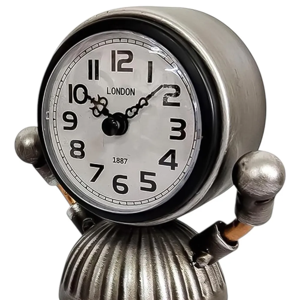 16cm Table Clock with Body - Silver